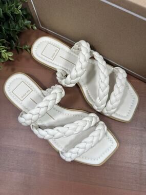 Dolce Vita Women's Iman Braided Strap Slide Sandals Ivory Size 6